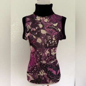 Jean Paul Gaultier top, Turtleneck Purple & Black, Large, sleeveless, Vintage